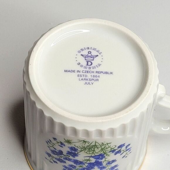 Original Bohemia Crown D JULY Flower of The Mth LARKSPUR Mug Cup Czech Republik - Picture 4 of 7